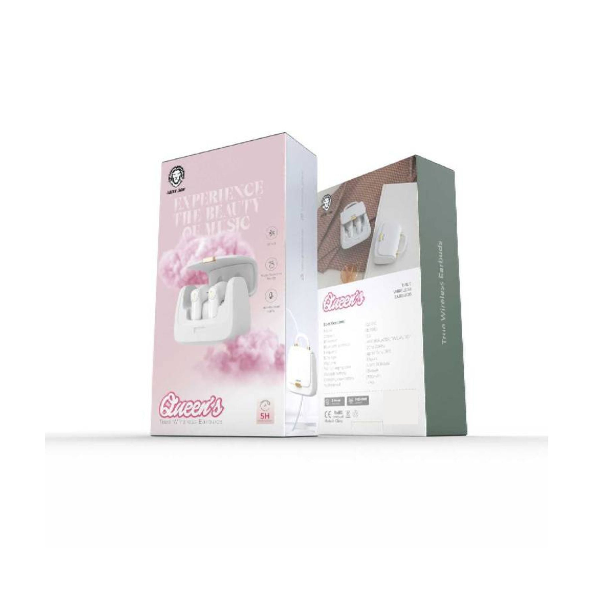 Green Lion Queen's Mini Bag Style True Wireless Earbuds, JL6983 Chipset, Bluetooth Version 5.3, Up to 15 m Bluetooth Range, 5 Hours Playtime, Up to 16 Hours with Charging Case, 300 mAh Charging Case Battery, IPX4 Water Resistance Level - White