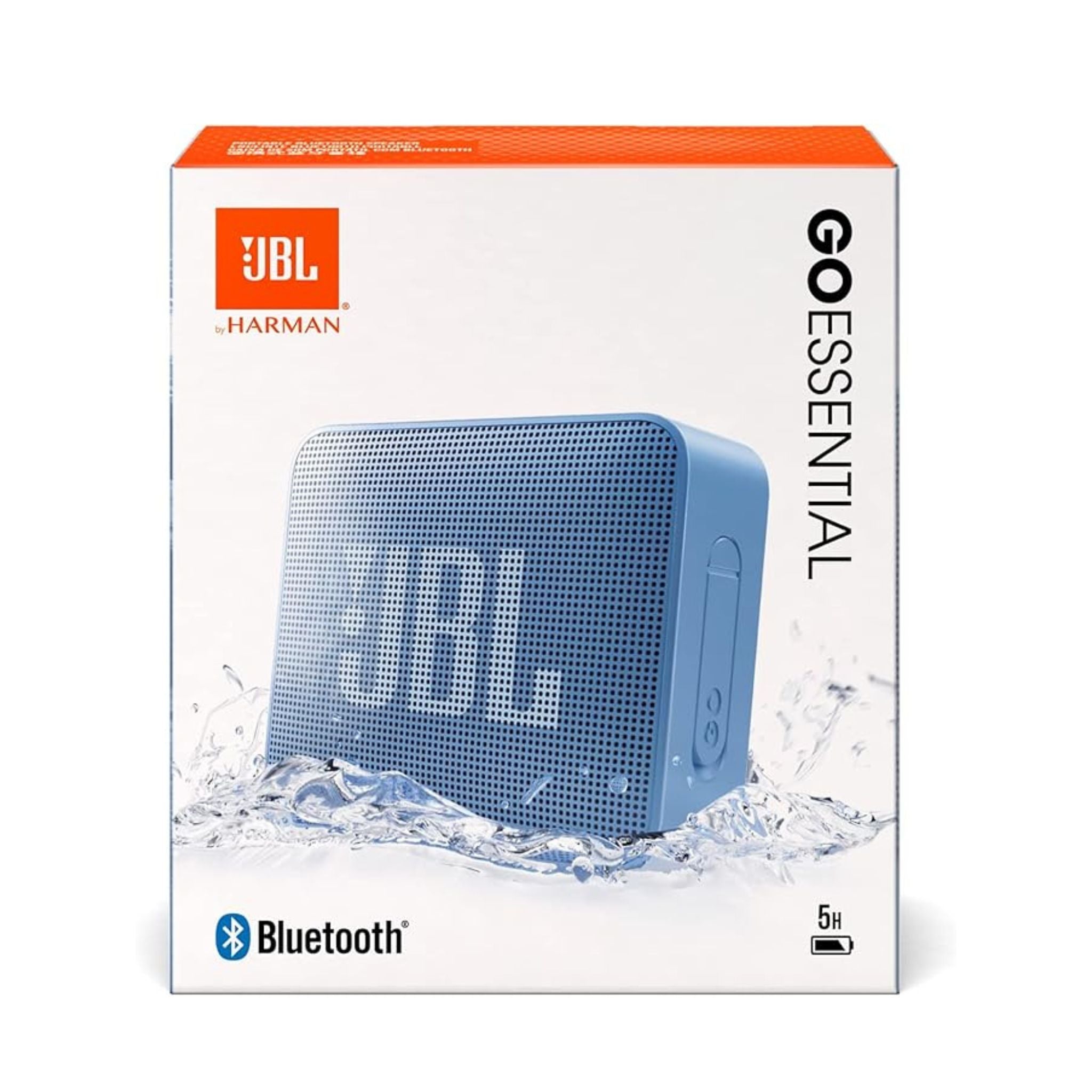 JBL Go Essential Portable Waterproof Speaker, Original JBL Pro Sound, Big Audio and Rich Bass, IPX7 Waterproof, Wireless Streaming, 5 Hours of Battery - Blue