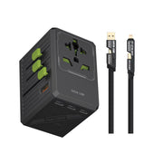 Green Lion GaN Adapter 6-in-1 & 2-in-2 Cable, PC Flame Retardant & Copper Material, PD 35W Fast Charging, Universal AC Sockets - Black