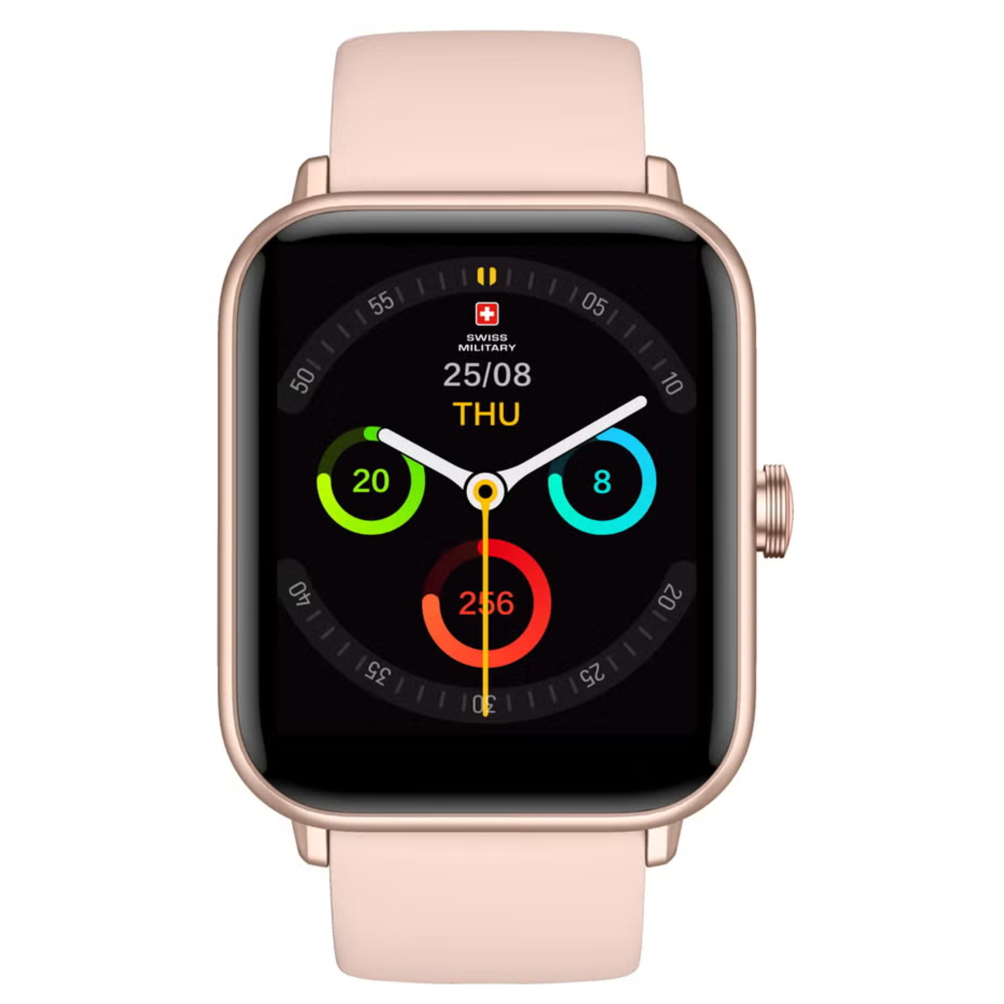 SWISS MILITARY ALPS1-S-PNK Square Smartwatch - Rose Gold Frame/Pink Silicone Strap