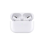 True wireless earphones with a charging case, predominantly white in color.