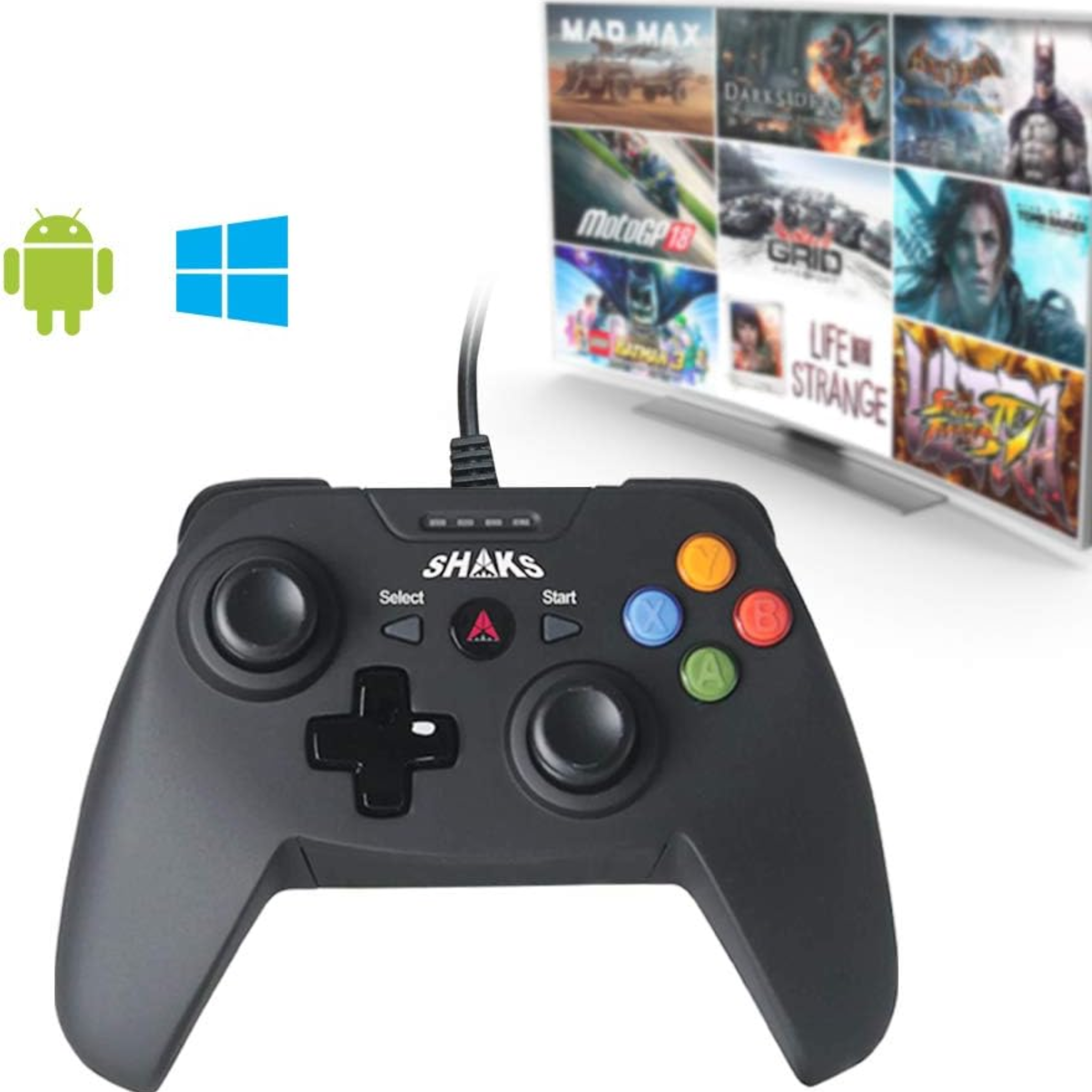 Shaks S0 Wired Game Controller Gamepad for PC (Windows 10/8/7),PS3, Android & Steam, 6.5ft USB cable