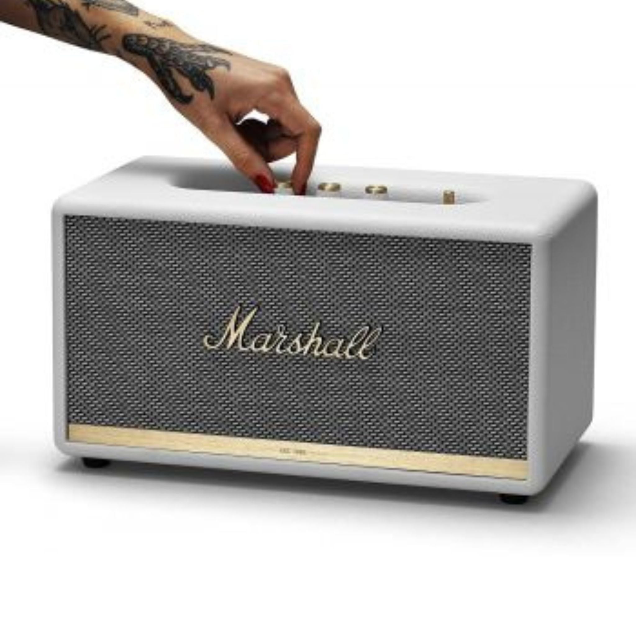 Marshall Stanmore II Bluetooth Speaker - 5.0 Bluetooth and aptX Technology With 30ft Wireless Bluetooth Speakers Range 80W - White