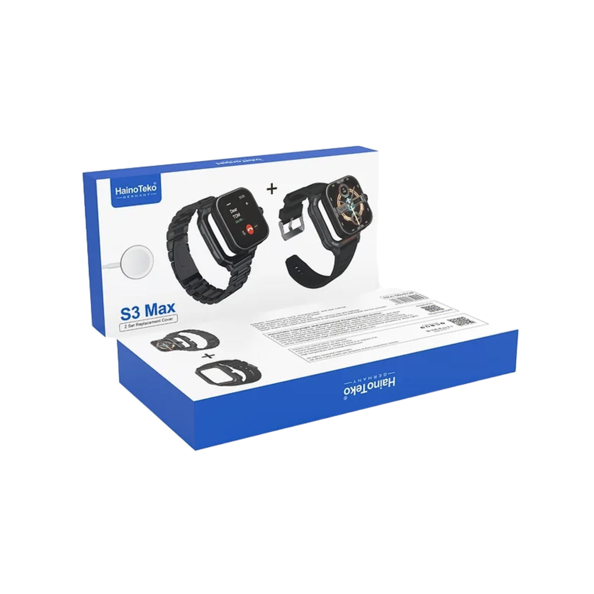 Haino Teko S3 Max Smartwatch with 2 Replacement Covers – Black
