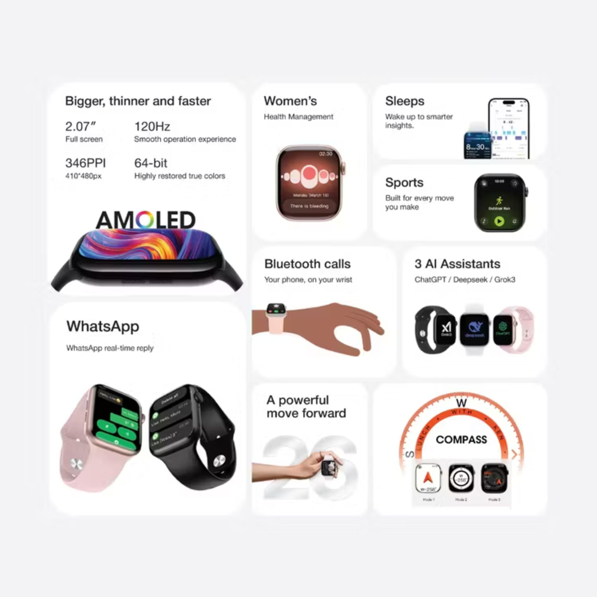 Green Lion Communicate 46mm Smartwatch, 2.07” Super AMOLED Display, 375mAh Battery, 1GB Flash Storage, IP68 Waterproof, Bluetooth 3.0+5.4, Wireless Charging, Dynamic Island, Always-On Display, 500+ Watch Faces, 2–3 Days Use, 10-Day Standby - Gold