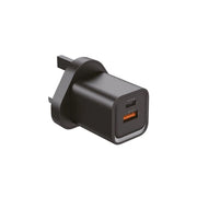 Black wall adapter with USB-C port on a white background